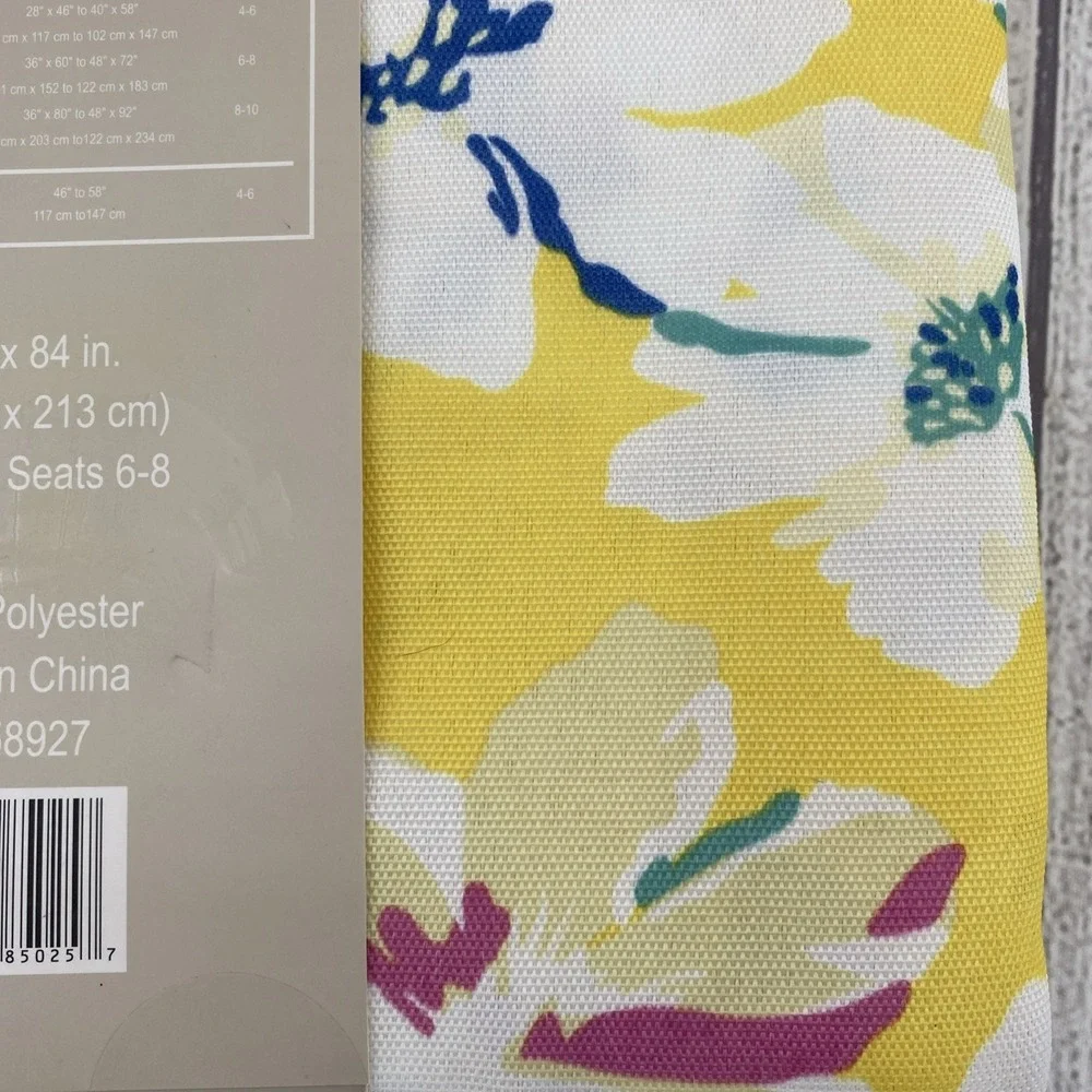 Briar & Bramble Tablecloth 60x84 Yellow Pink Blue Floral Flowers Indoor Outdoor